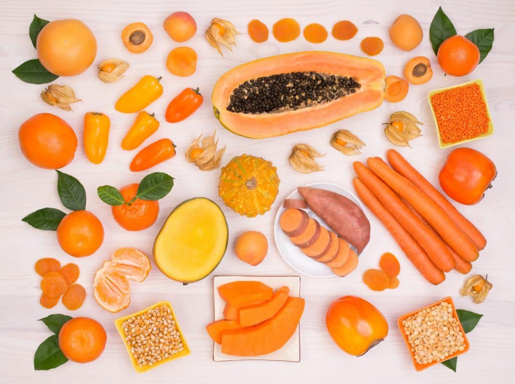 Pomarańczowe owoce i warzywa zawierające beta-karoten